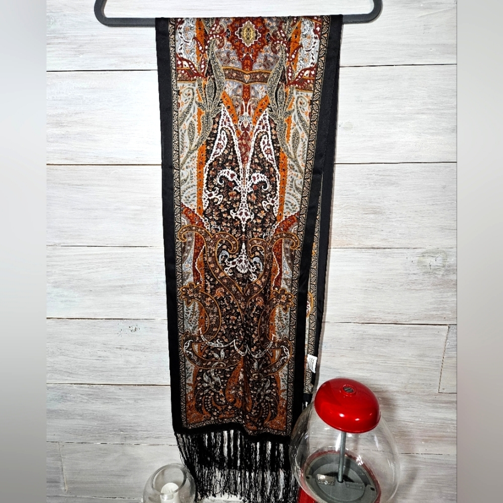 The Metropolitan Museum Paisley Silk Scarf with Fringe